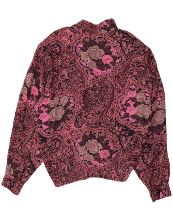 Женская блузка-рубашка оверсайз VINTAGE UK 14, большой розовый цветочный вискоза