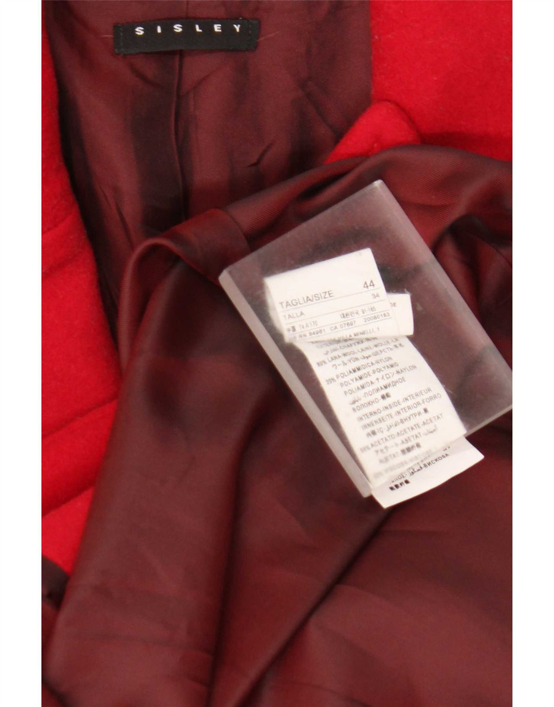 Женское пальто Sisley IT 44 Medium Red Wool
