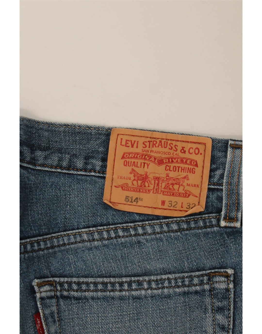 Мужские прямые джинсы LEVI'S 514 W32 L32 синие, хлопок