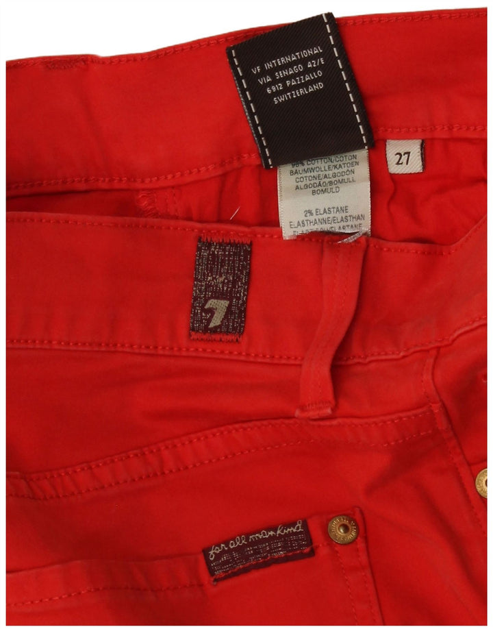 Женские узкие джинсы 7 For All Mankind W27 L33, красный хлопок