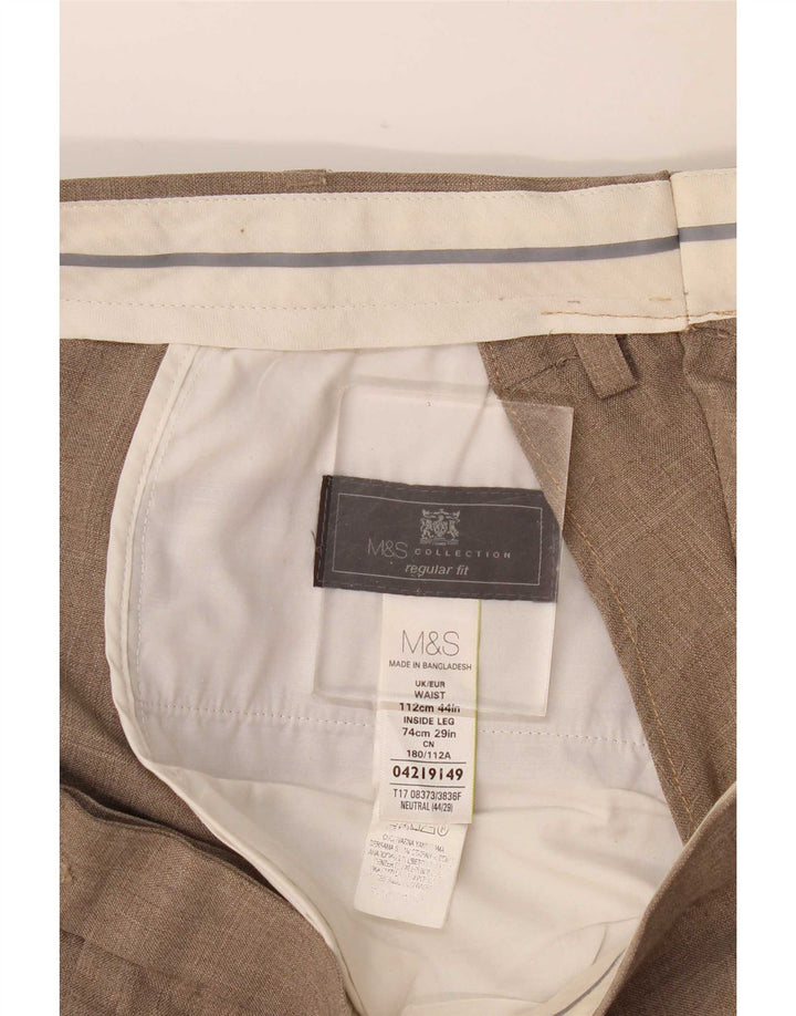 Мужские костюмные брюки стандартного кроя Marks & Spencer W44 L29 бежевые