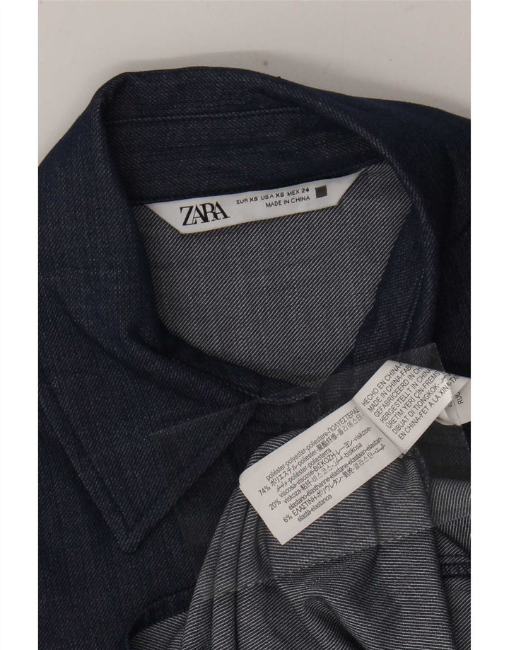 Женская рубашка оверсайз Zara UK 6 XS темно-синяя из полиэстера