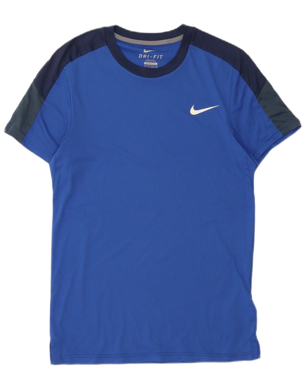 Мужская футболка Nike Dri Fit Top XS, синяя, полиэстер с цветными блоками