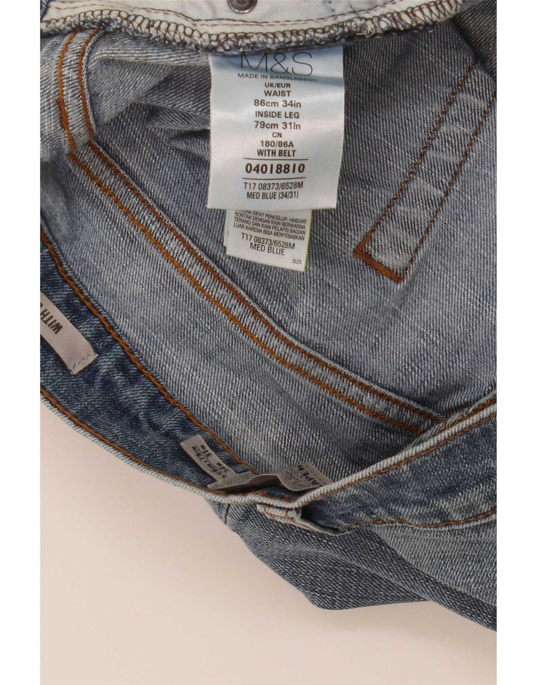 Мужские зауженные джинсы Marks & Spencer W34 L31 синие, хлопок