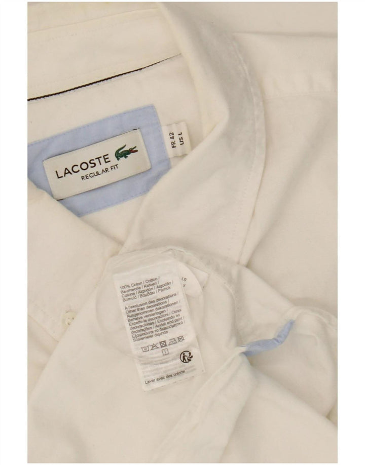 Мужская рубашка Lacoste, размер 42, большая белая хлопковая ткань
