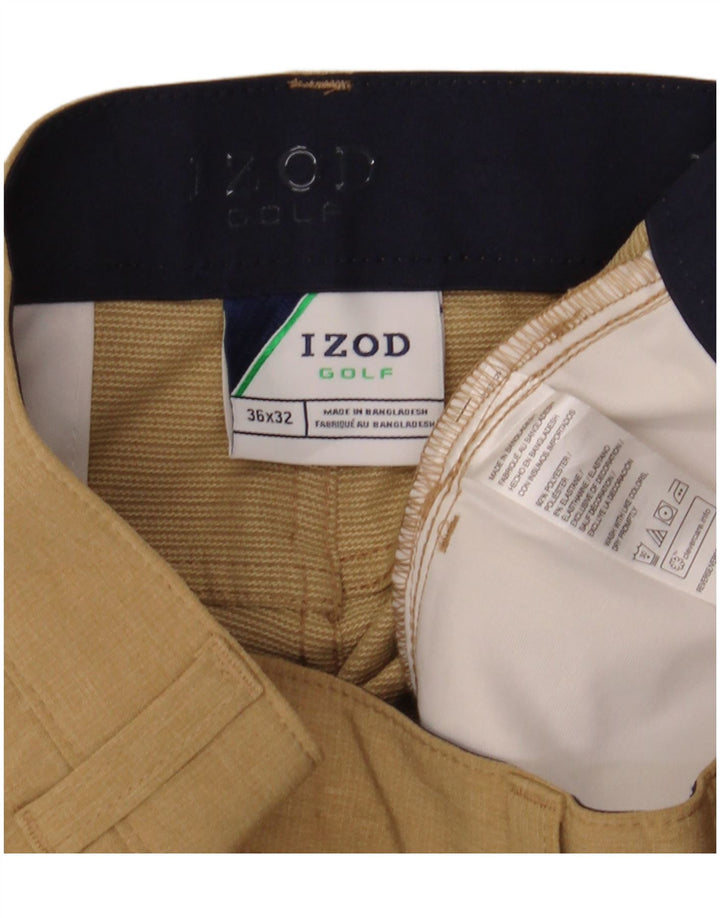 IZOD Мужские прямые повседневные брюки W36 L30 бежевого цвета из полиэстера