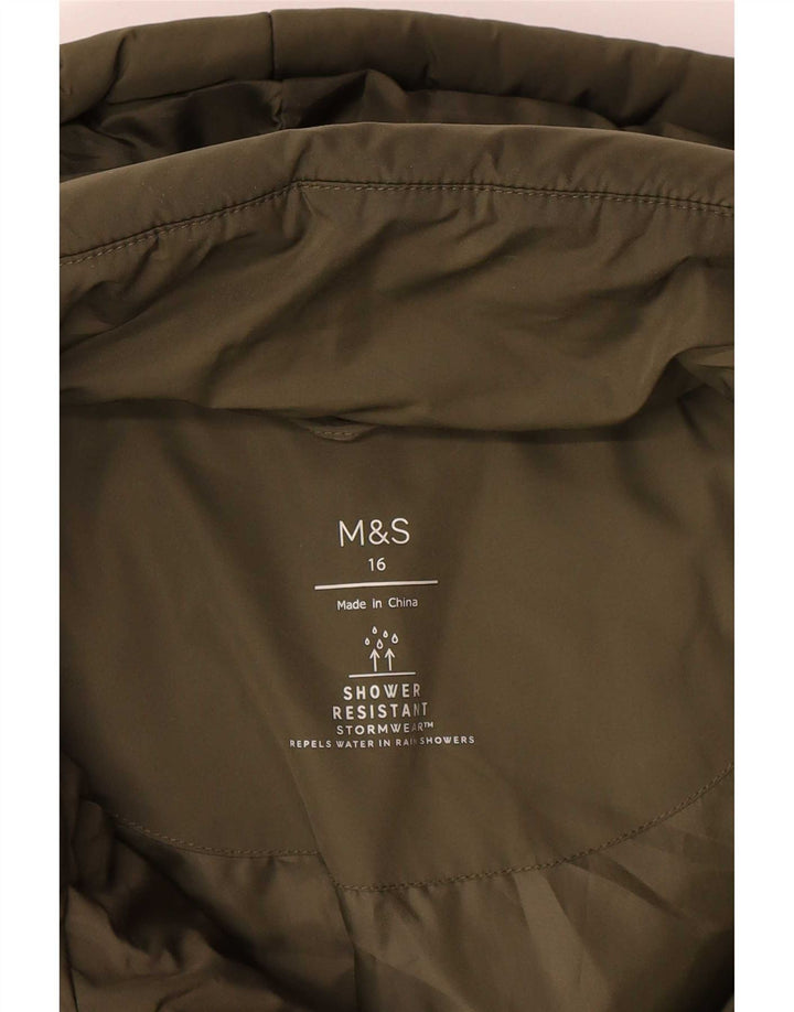 Женская стеганая куртка с капюшоном Marks & Spencer UK 16, большой цвет хаки, полиэстер