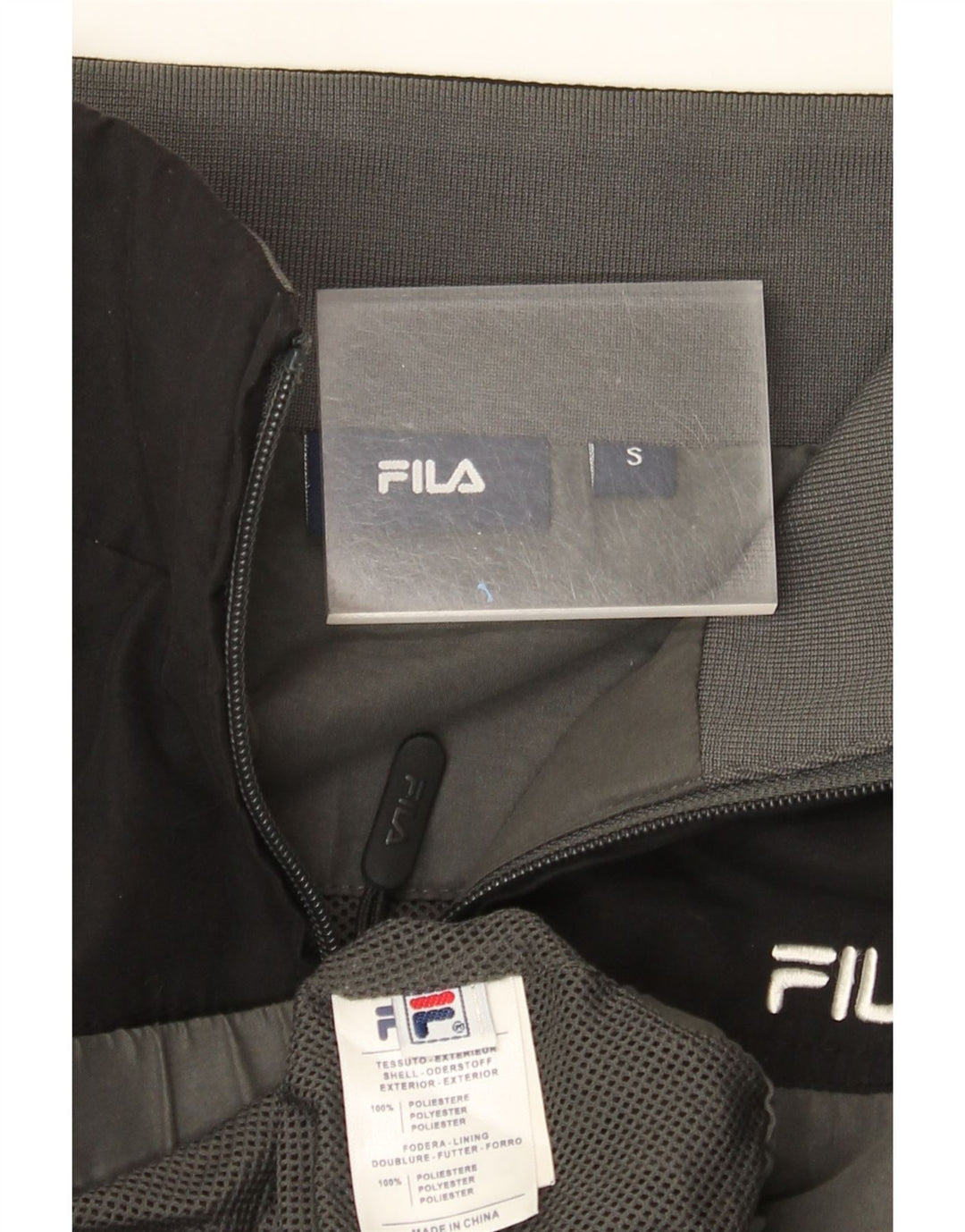 Мужской спортивный костюм Fila, верхняя куртка, маленький серый полиэстер с цветными блоками