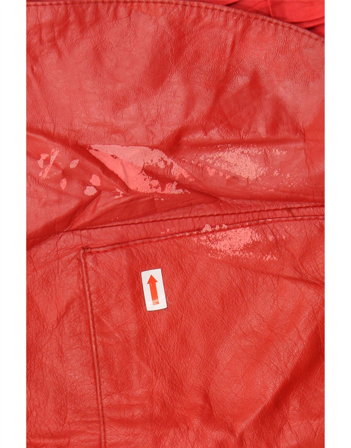 VINTAGE Womens 2 Button Leather Blazer Jacket IT 42 Medium Red Leather