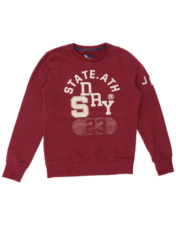 SUPERDRY Мужской свитшот с рисунком, джемпер среднего цвета, бордовый хлопок, хлопок