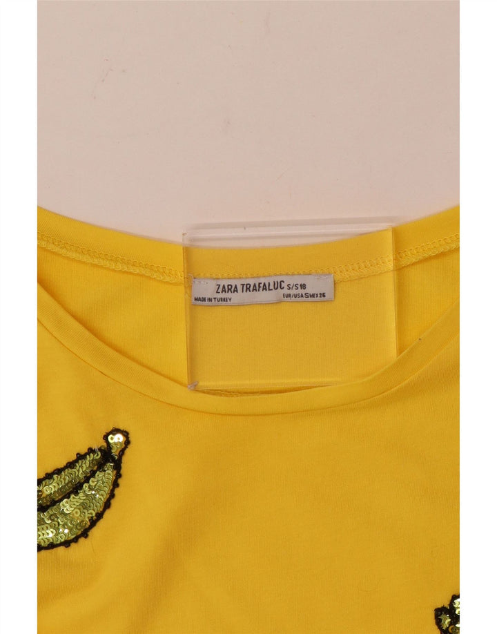 Женская футболка Zara Top UK 10, маленькая, желтая