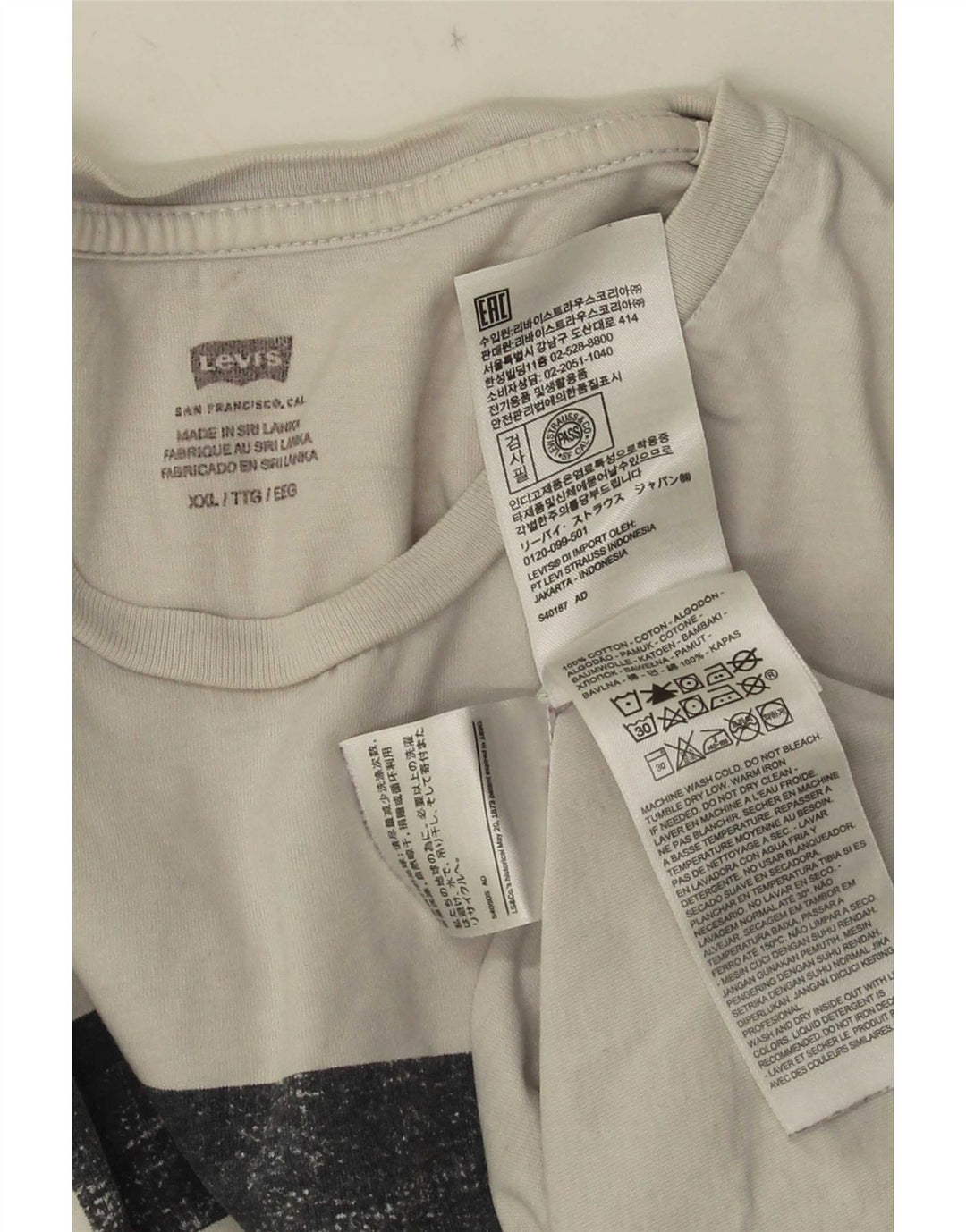 Мужская футболка с рисунком Levi's, топ 2XL, белый хлопок