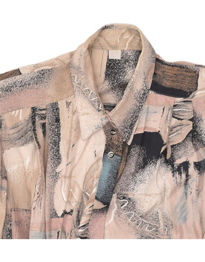 VINTAGE Womens Oversized Shirt UK 14 Medium Beige Floral | Vintage Vintage | Thrift | Second-Hand Vintage | Used Clothing | Messina Hembry 