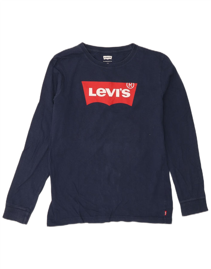 Топ с рисунком Levi's для мальчиков, 15–16 лет, темно-синий, хлопок