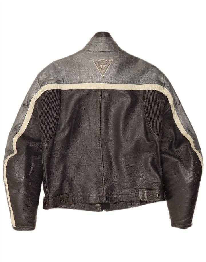 Мужская кожаная куртка-гонщик Dainese EU 46 2XS черная с цветными блоками