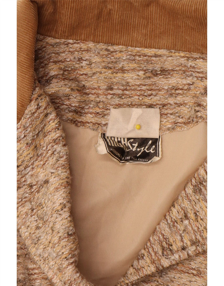 Винтажный женский пиджак на 4 пуговицах, Великобритания, 14, большие бежевые крапинки