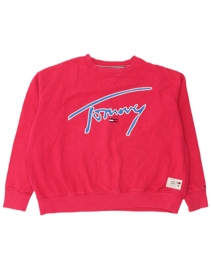 Женский свитер большого размера с рисунком Tommy Hilfiger UK 14, средний розовый