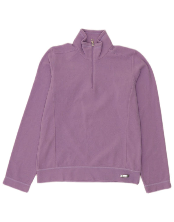 Champion Womens Zip Neck Fleece Jumper UK 10 Small Purple Polyester