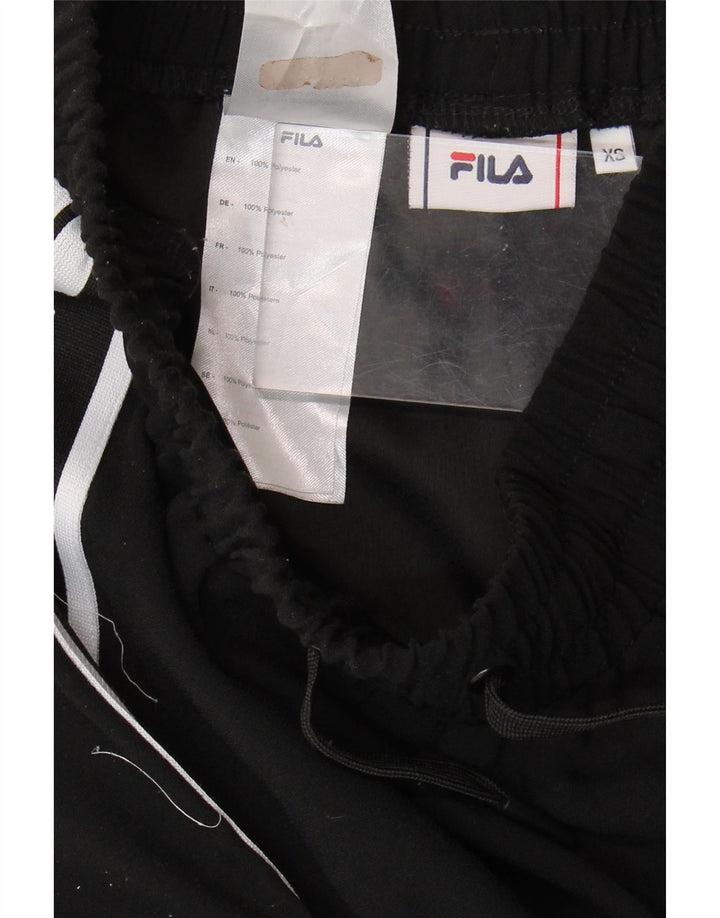 FILA Womens Graphic Tracksuit Trousers UK 6 XS  Black Polyester Vintage Fila and Second-Hand Fila from Messina Hembry 