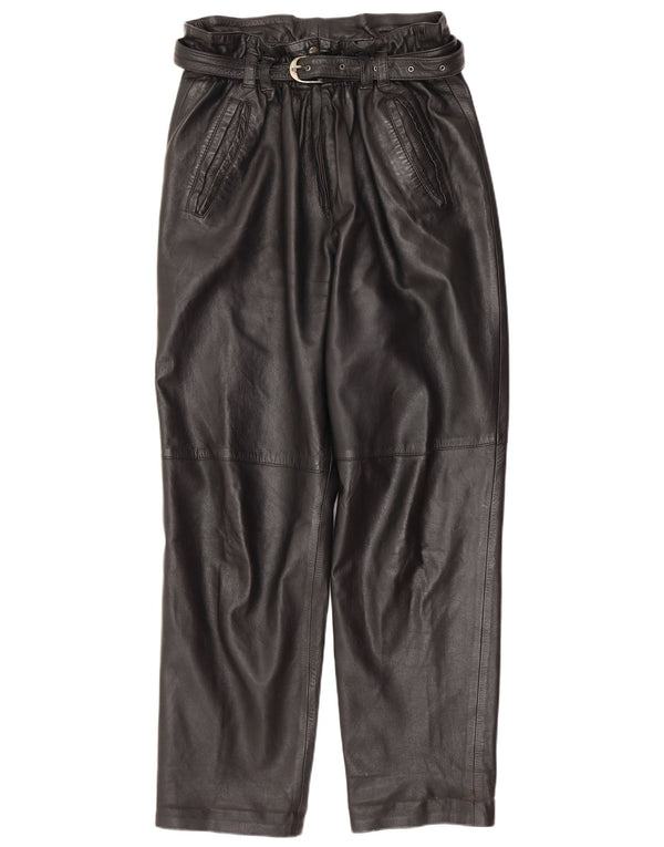 Винтажные женские прямые кожаные брюки IT 42 Medium W30 L30 Черные