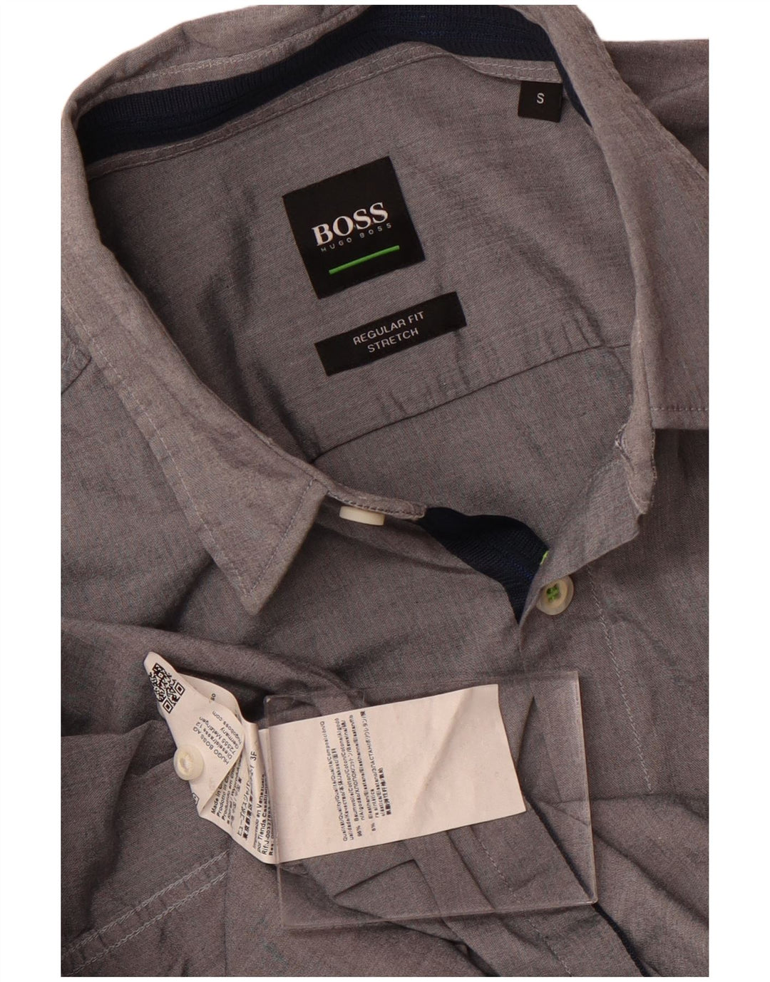 Мужская рубашка обычного кроя Hugo Boss, маленький серый хлопок
