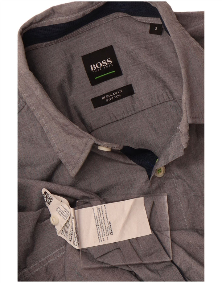 Мужская рубашка обычного кроя Hugo Boss, маленький серый хлопок