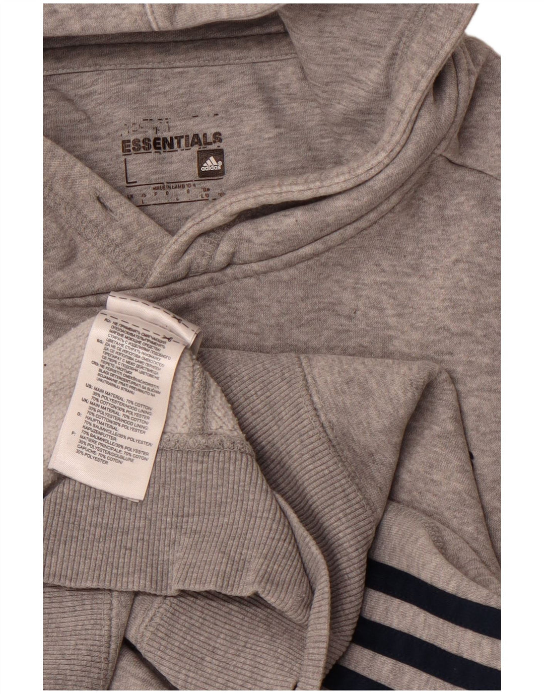 Мужской джемпер с капюшоном ADIDAS, большой размер, серый хлопок