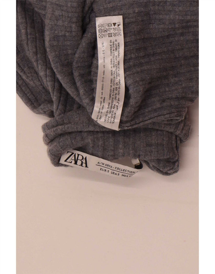 Женский джемпер Zara с высоким воротником, Великобритания, 8, маленький, серый, шерстяной