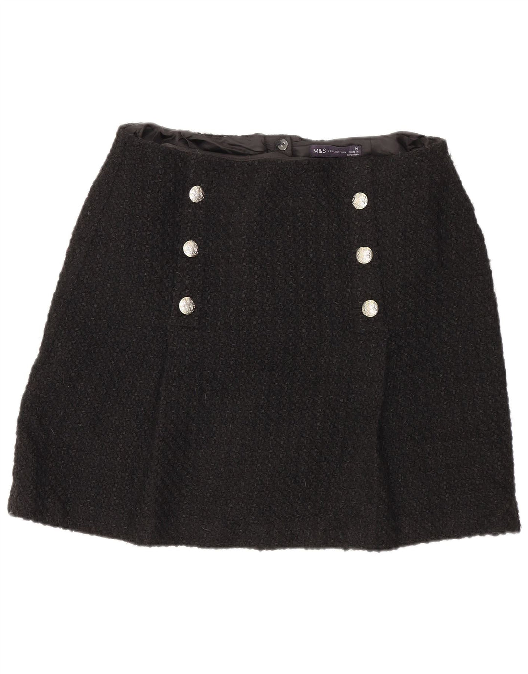 Женская мини-юбка Marks & Spencer UK 14 Medium W32, черный акрил