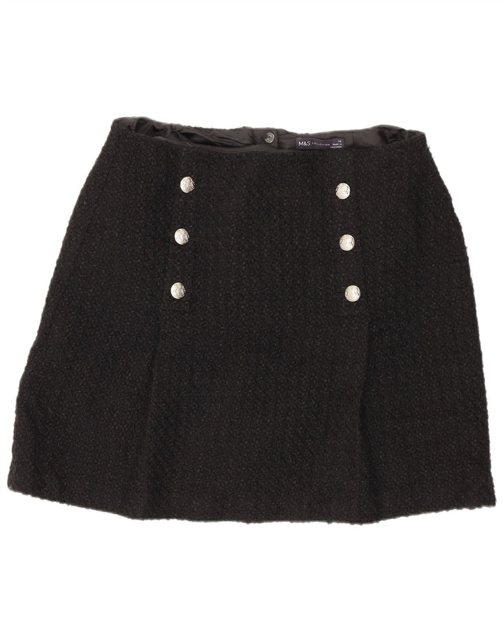 Женская мини-юбка Marks & Spencer UK 14 Medium W32, черный акрил
