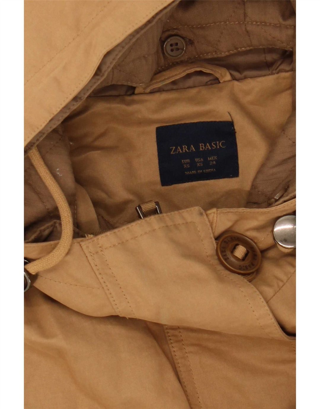 Женская парка Zara с капюшоном UK 6 XS Бежевый полиэстер