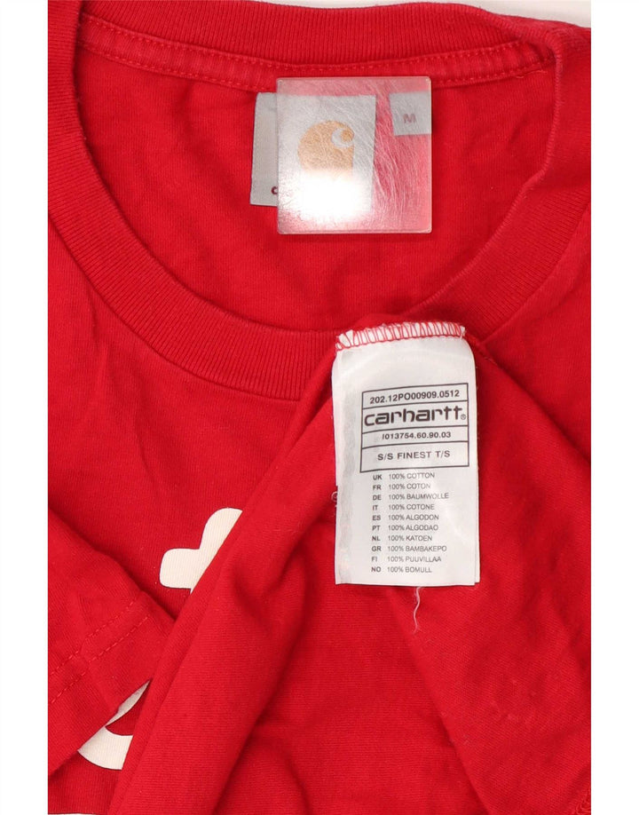 Мужская футболка с рисунком Carhartt, хлопковый топ среднего красного цвета