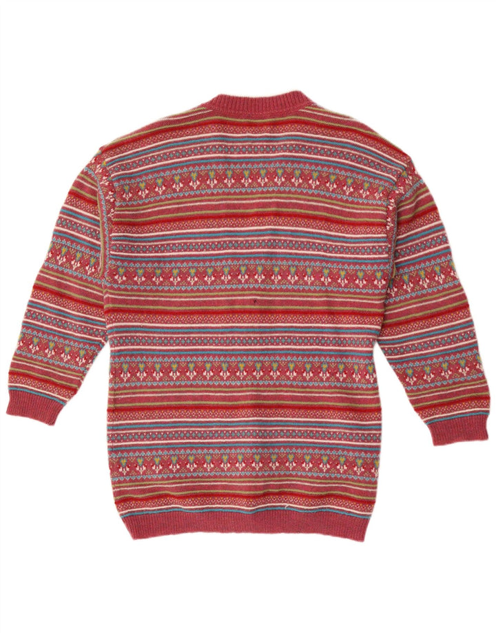 Женский кардиган Stefanel UK 14, средний красный, шерсть Fair Isle