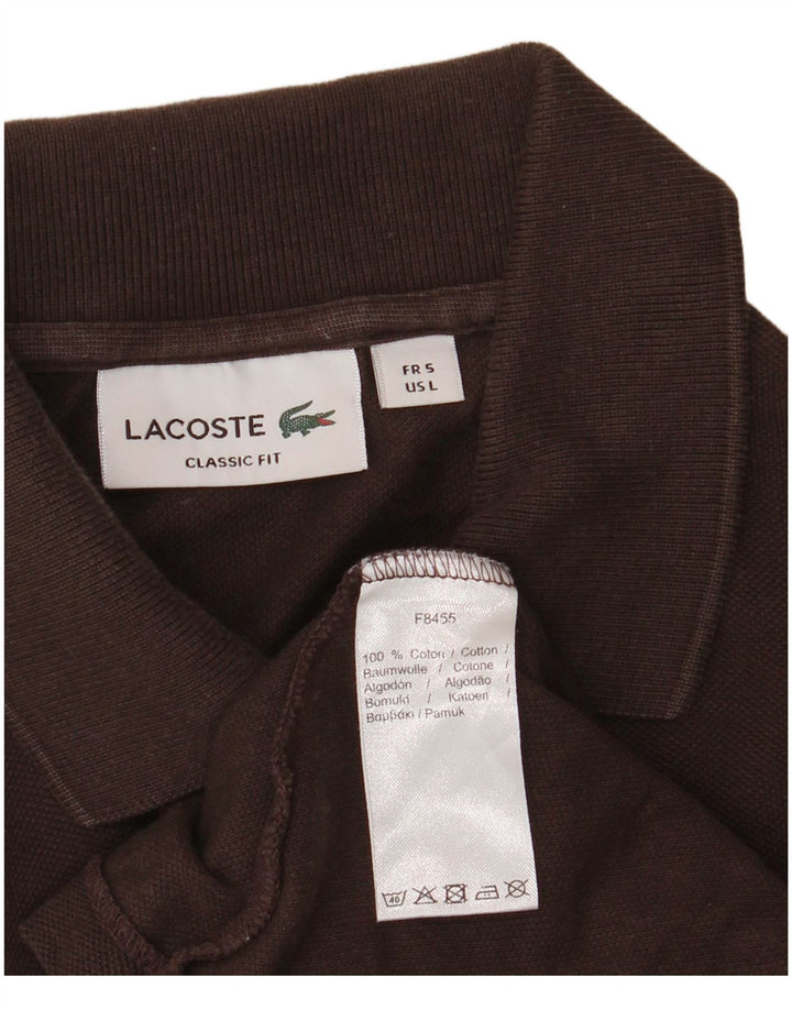 LACOSTE Мужская рубашка-поло классического кроя с длинным рукавом, размер 5, большая коричневая хлопковая рубашка