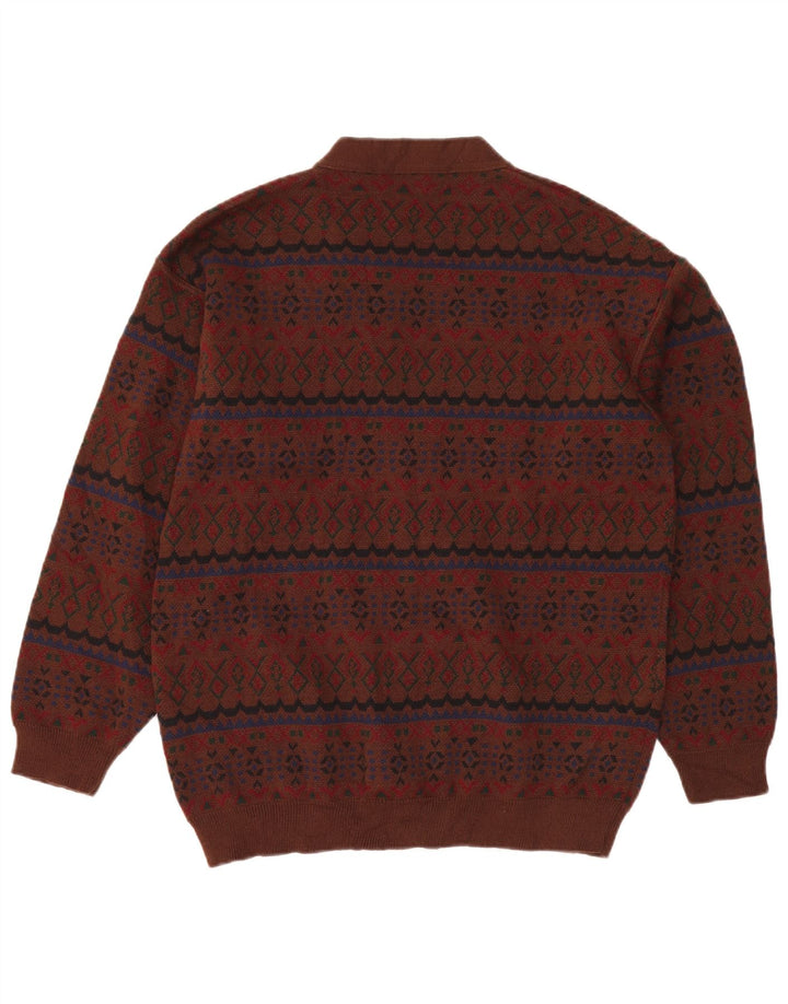 Мужской свитер-кардиган VINTAGE XL, коричневый, акрил Fair Isle