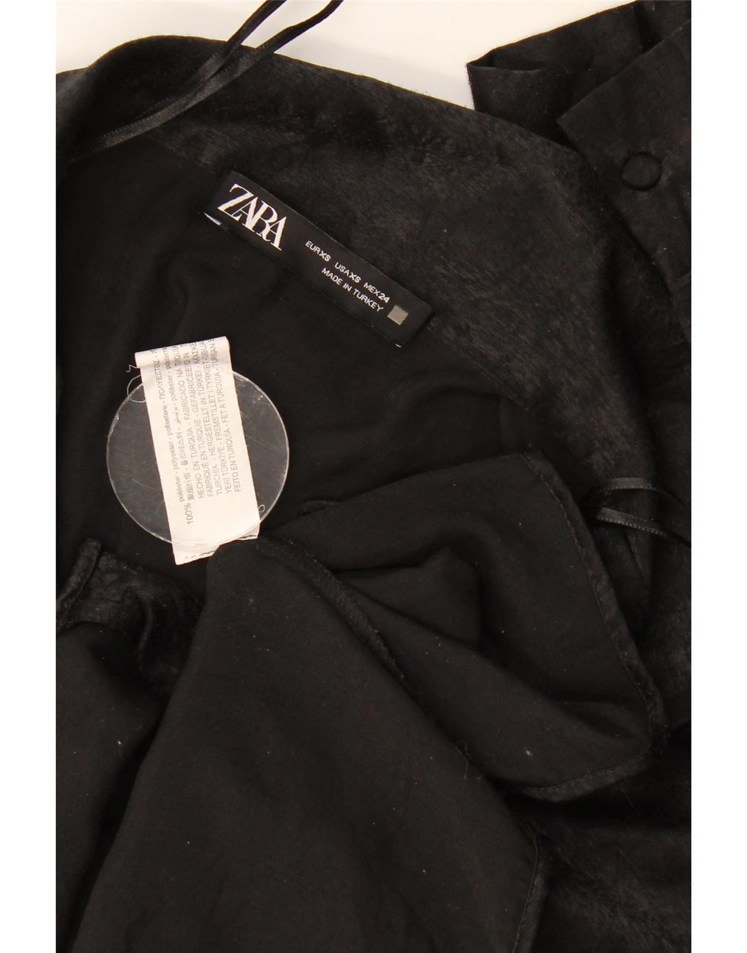 Женская укороченная блузка-рубашка оверсайз Zara UK 6 XS, черный полиэстер
