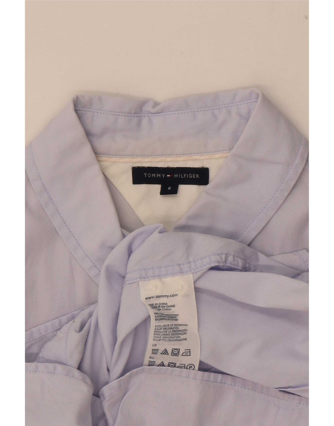 Женская рубашка Tommy Hilfiger US 8, средний синий хлопок, хлопок