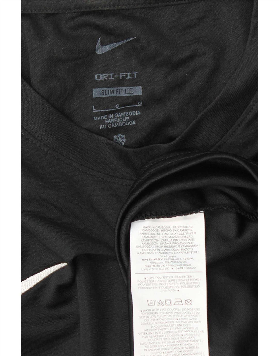 Мужская футболка Nike Dri Fit Slim Fit, большой черный полиэстер