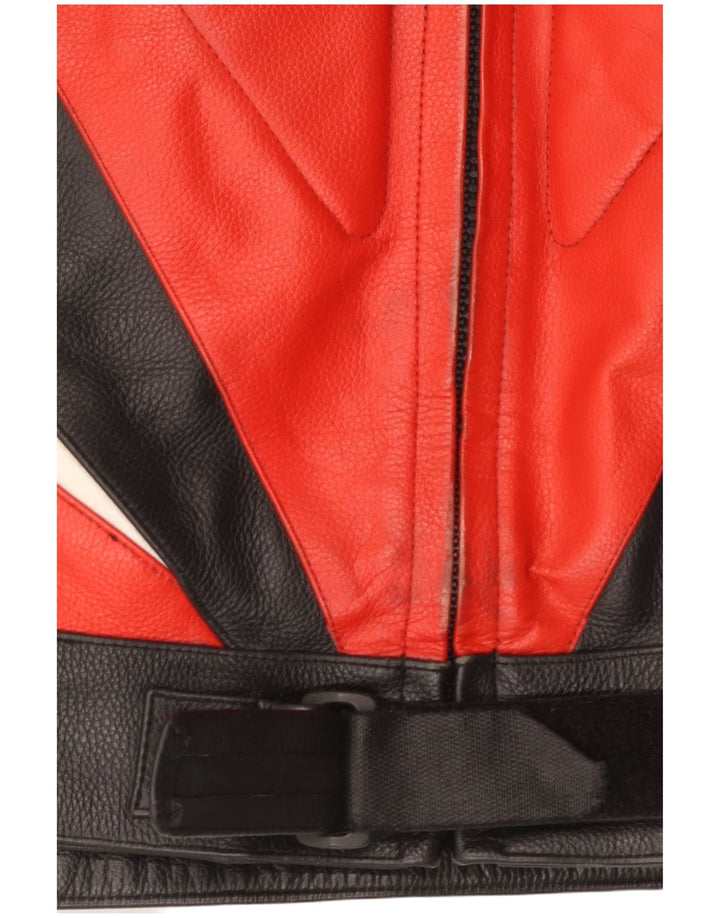 Винтажная мужская кожаная куртка Racer UK 40, большая разноцветная с цветными блоками