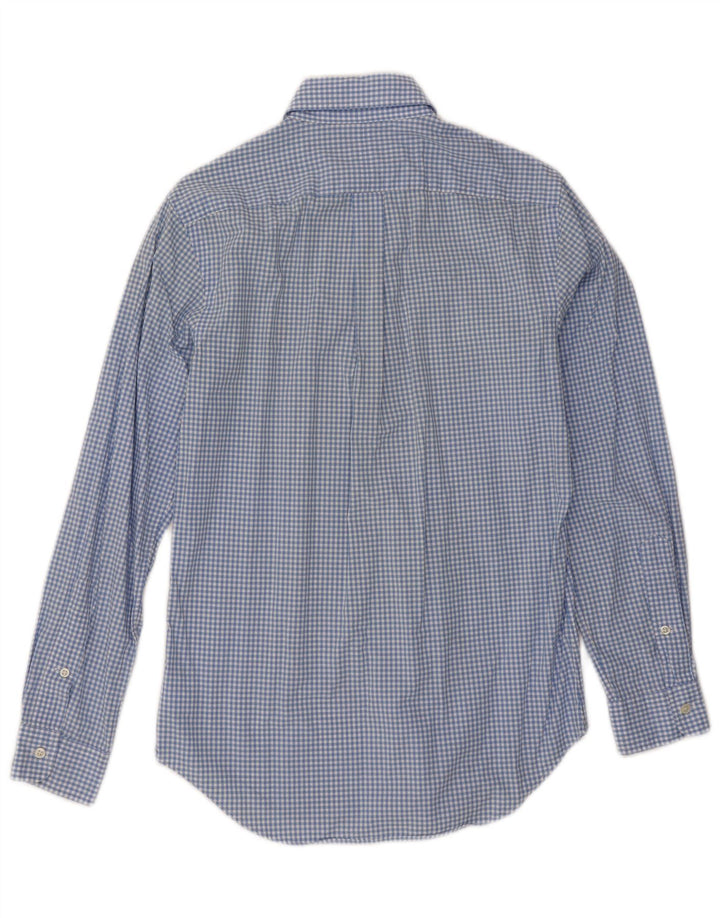 Мужская рубашка Ralph Lauren XS синяя в мелкую клетку из хлопка