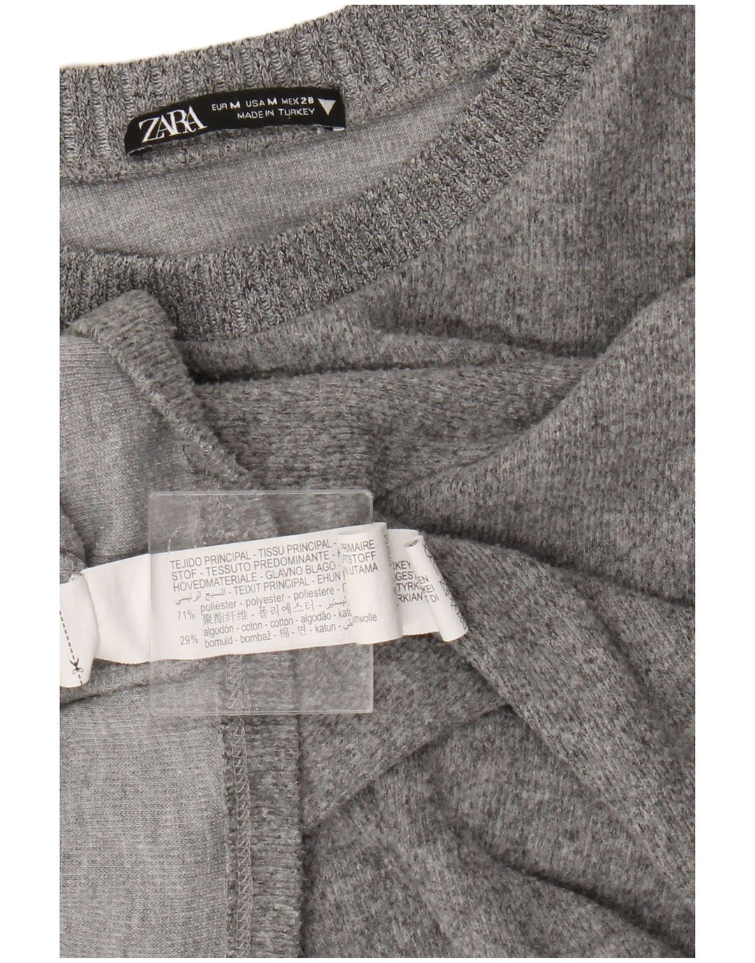 Женский джемпер с круглым вырезом Zara UK 14, средний серый полиэстер