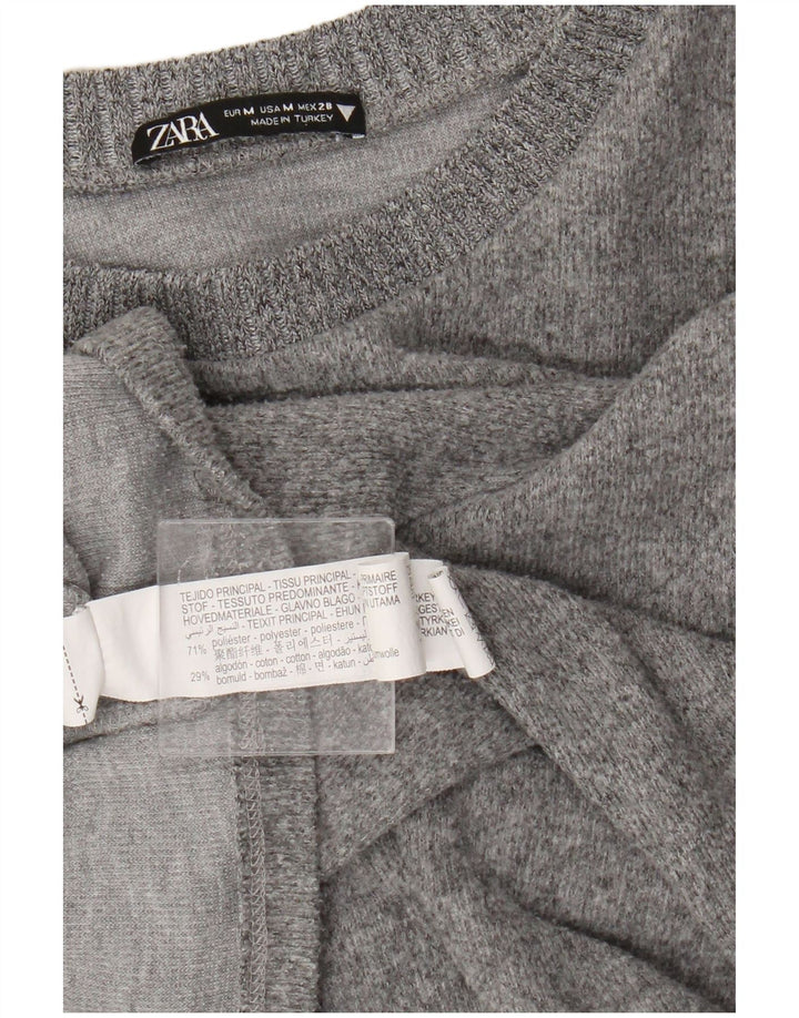 Женский джемпер с круглым вырезом Zara UK 14, средний серый полиэстер