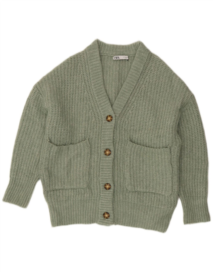 Женский свободный кардиган Zara UK 14, средний зеленый цвет