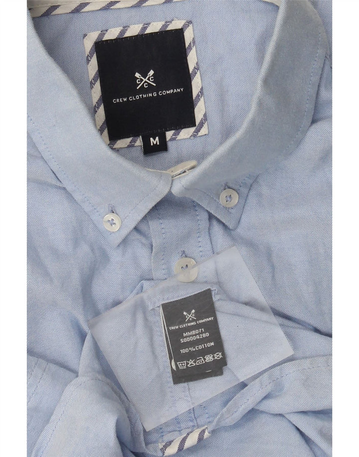 Crew Clothing Мужская рубашка с коротким рукавом из хлопка среднего синего цвета