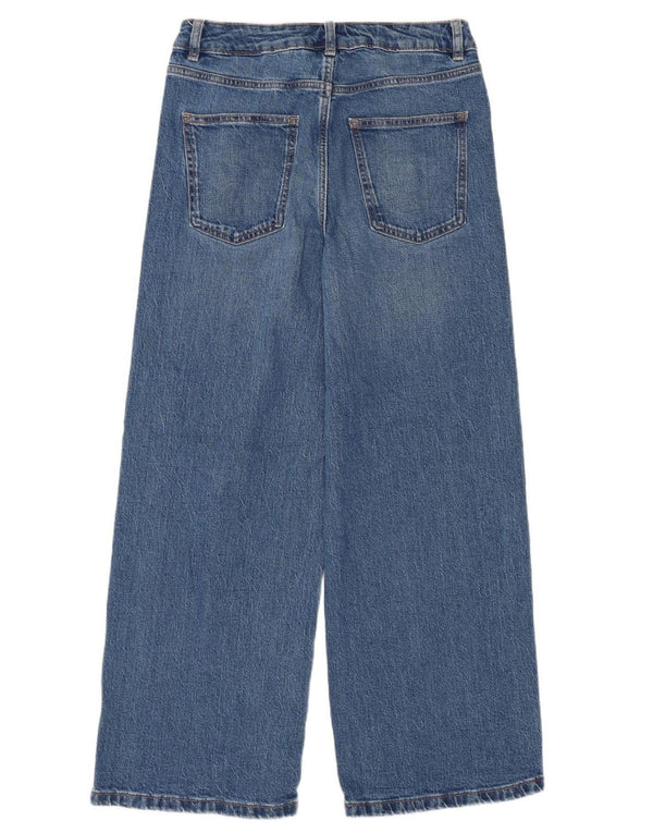 Marks & Spencer Womens High Rise Wide Leg Jeans UK 10 Small W27 L28 Blue