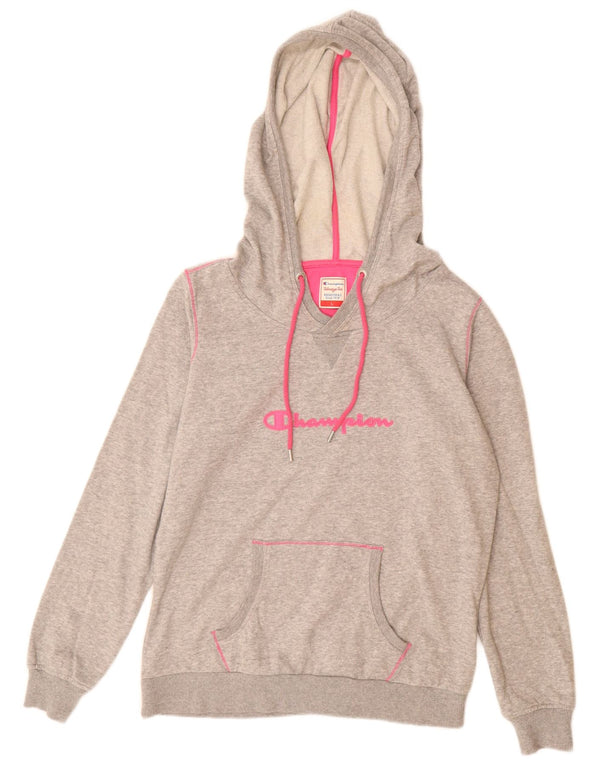 Женский джемпер с капюшоном CHAMPION Heritage Fit с рисунком, Великобритания 16, большой серый хлопок