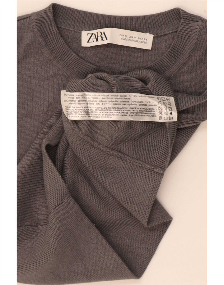 Женский укороченный жилет Zara UK 12, вискоза среднего серого цвета