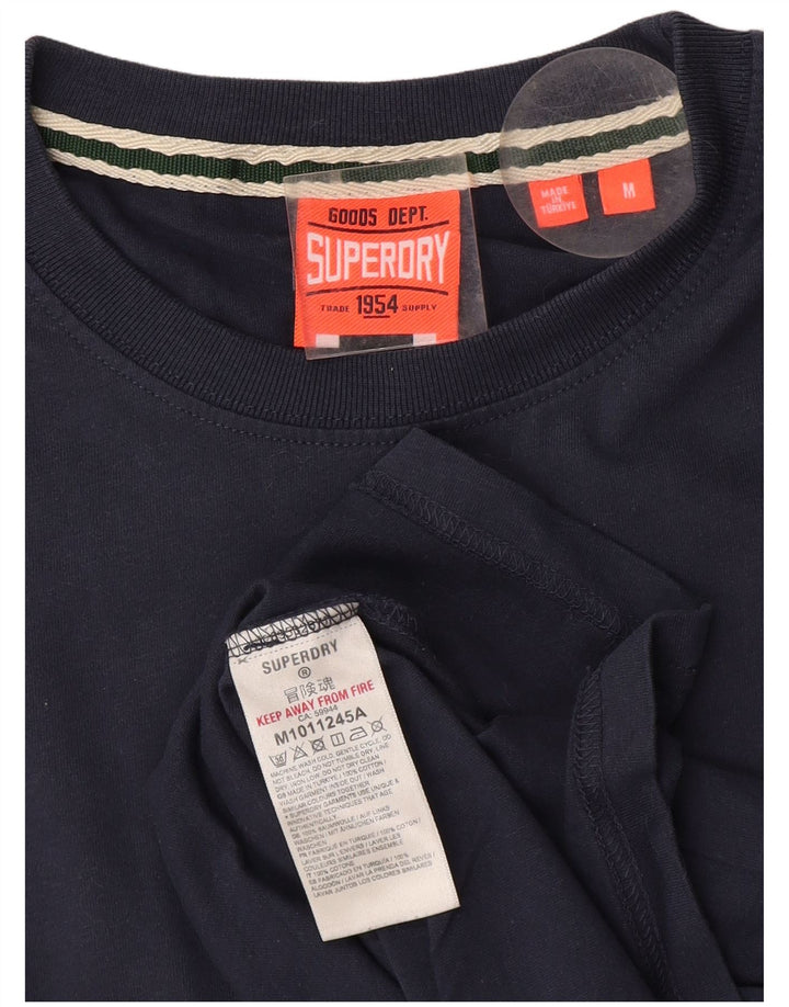 Мужская футболка Superdry Top среднего размера, темно-синяя, хлопок