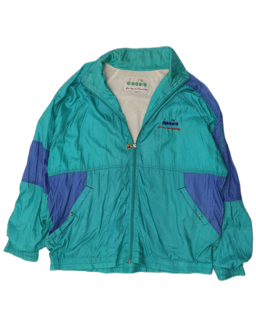 Мужской спортивный костюм Diadora XL, бирюзовый, с цветными блоками, полиамид