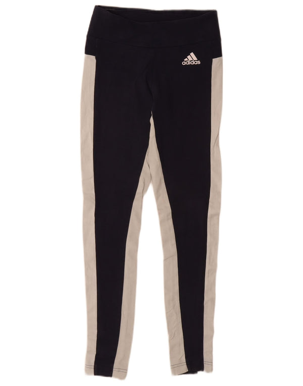 Женские леггинсы Adidas с графическим рисунком UK 4 XS Темно-синие с цветными блоками